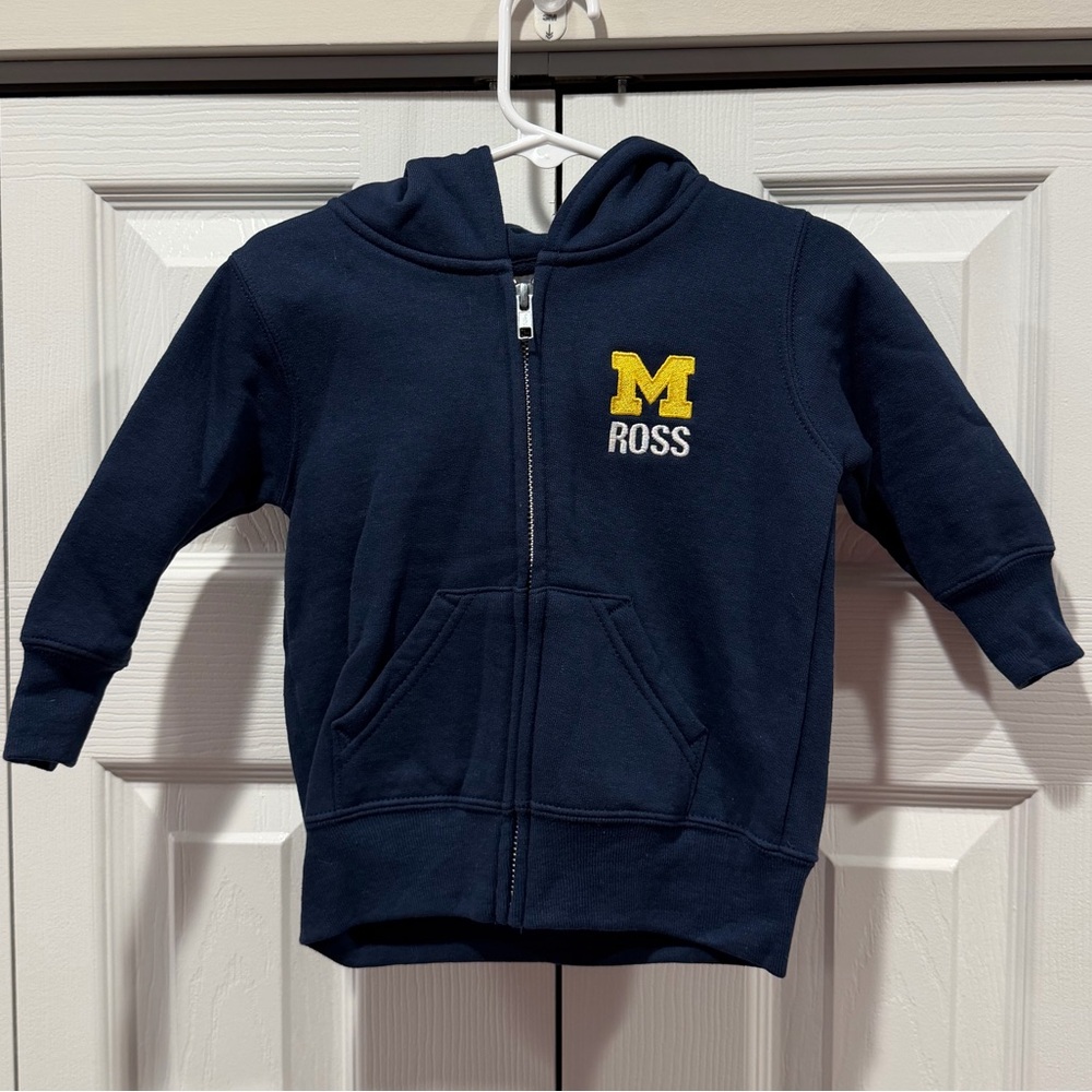Michigan Ross Navy Blue Hooded Zip-Up Sweatshirt